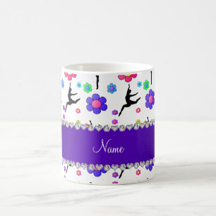 Mug Nom personnalisé fleurs de gymnastique blanche