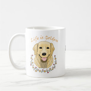 Mug Nom personnalisé Golden Retriever Dove Life is Go