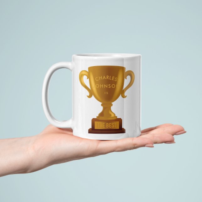 Mug Nom personnalisé Golden Trophy (Personalized golden trophy mug for The Best)