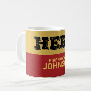 Mug Nom personnalisé, héros du pompier