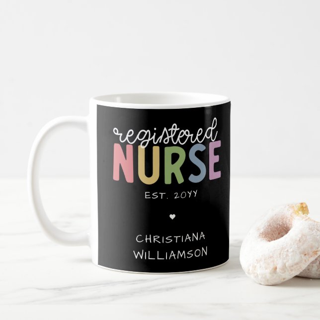 Mug Nom personnalisé Infirmière inscrite infirmière in (Avec donut)