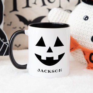 Mug Nom personnalisé Jack-o'-lantern Citrouille Face H
