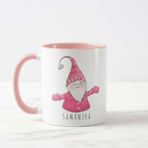 Mug Nom personnalisé jote Gnome rose Noël