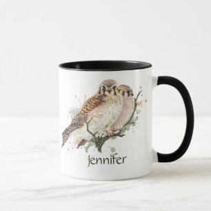 Mug Nom personnalisé Kestrel Oiseau Nature Art