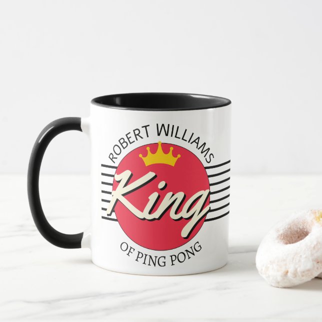 Mug Nom Personnalisé King Of Ping pong Red Circle (Avec donut)