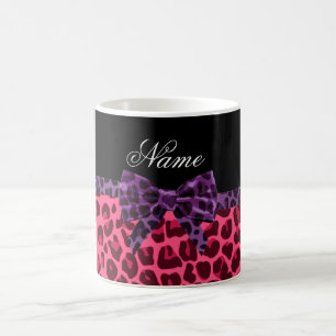 Mug Nom personnalisé léopard rose motif pourpre