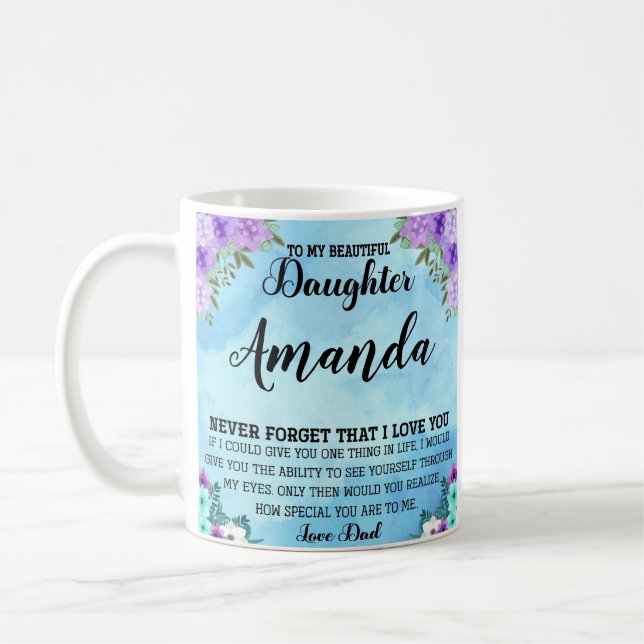Mug Nom personnalisé Message bleu pour la fille de pap (Gauche)