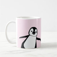Nom personnalisé mignon Peeking Pingouin rose