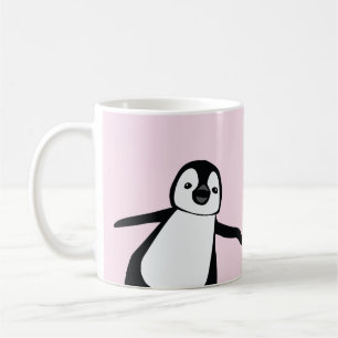 Mug Nom personnalisé mignon Peeking Pingouin rose
