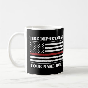 Mug Nom personnalisé Mince Ligne rouge Drapeau Fière P