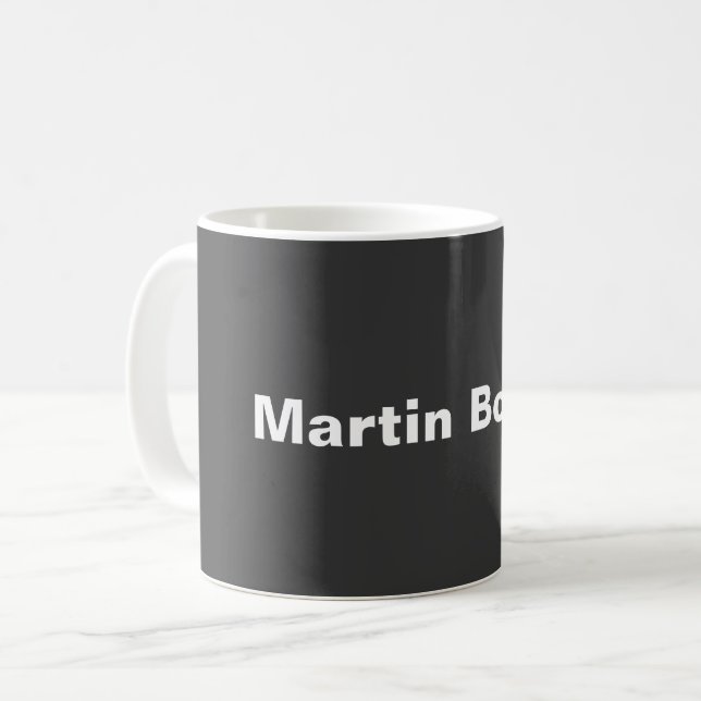 Mug Nom personnalisé Minimaliste gris moderne (Devant gauche)