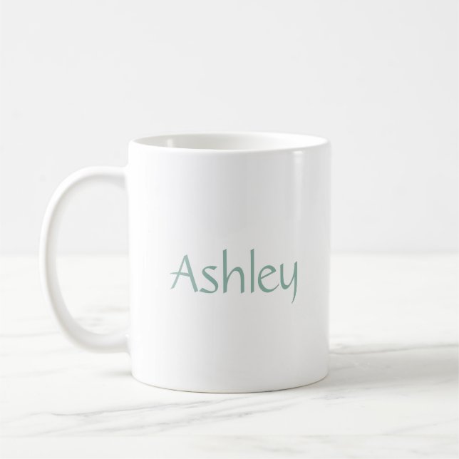 Mug Nom personnalisé moderne Bleu clair et blanc (Gauche)