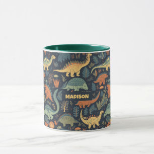 Mug Nom personnalisé Motif Dinosaur