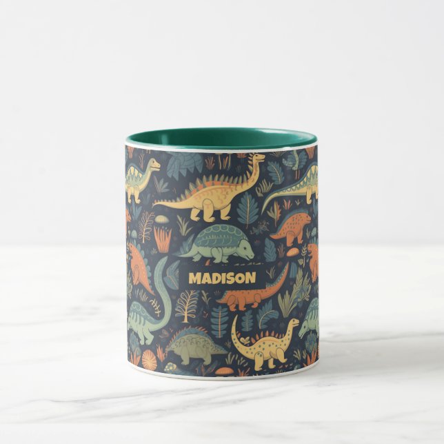 Mug Nom personnalisé Motif Dinosaur (Centre)