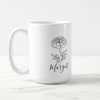 Mug Nom personnalisé Octobre Marigold Flower de naissa