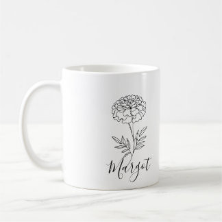 Mug Nom personnalisé Octobre Marigold Flower de naissa
