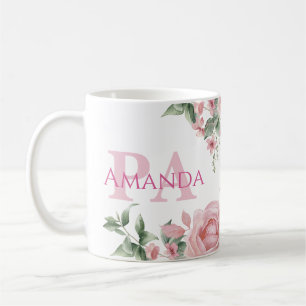 Mug Nom personnalisé PA à fleurs roses