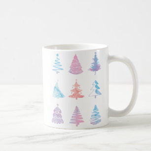 Mug Nom personnalisé Pastel Arbres de Noël Classique M