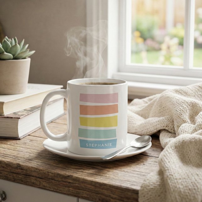 Mug Nom personnalisé Pastel Géométrique Simple Chic (Créateur téléchargé)