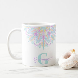 Mug Nom personnalisé Pastel Rainbow Floral Sundae Mand