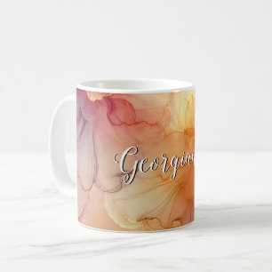 Mug Nom personnalisé Pêcher framboise Floral Alcool En