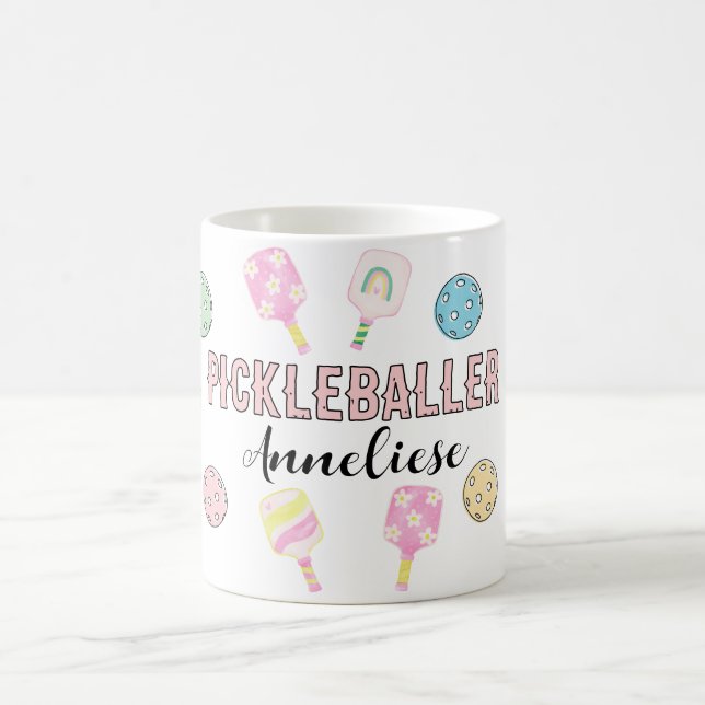 Mug Nom personnalisé Pickleballer pickleball paddle (Centre)