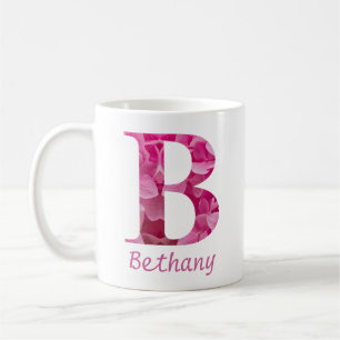 Mug Nom personnalisé Pink Floral Alphabet Lettre "B" M