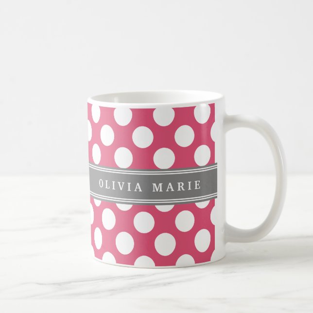 Mug Nom personnalisé Pois rose Motif (Droite)