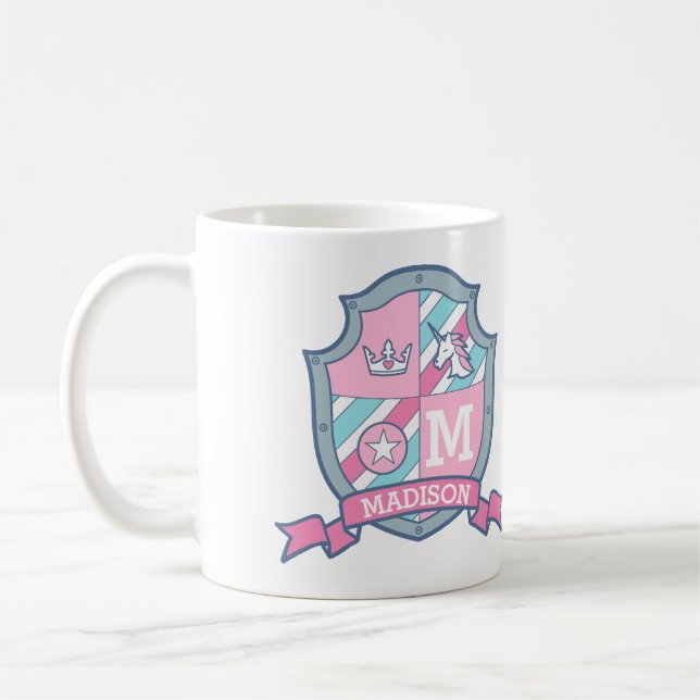 Mug Nom personnalisé princesse crête rose bleu Madison (Gauche)