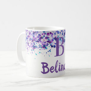 Mug Nom personnalisé Purple Lavender Monogramme