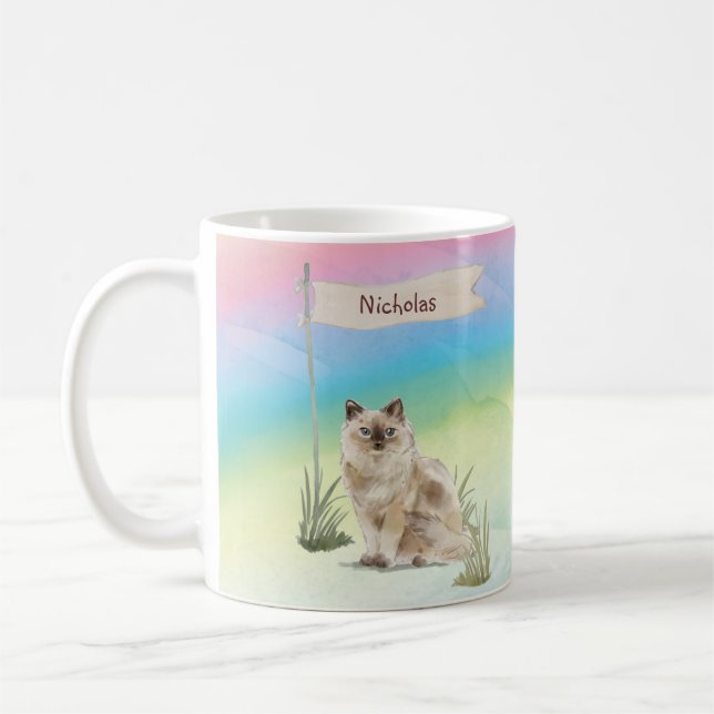 Mug Nom personnalisé Ragdoll Chat Pet (Gauche)