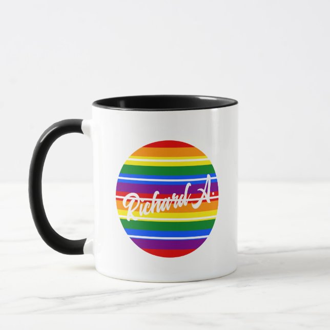 Mug Nom personnalisé Rainbow Design Gay pride LGBTQ Ca (Gauche)