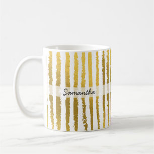 Mug Nom personnalisé rayé or prépa