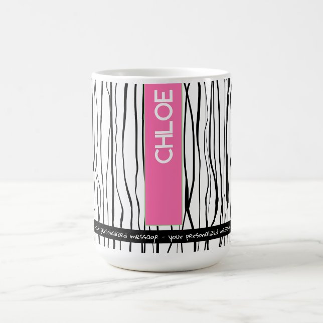 Mug Nom personnalisé rose et noir moderne (Centre)