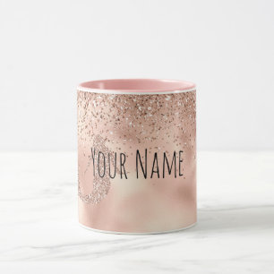 Mug Nom personnalisé Rose Gold Parties scintillant Sir
