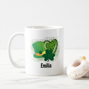 Mug Nom personnalisé Saint-Patrick Shamrock Trèfle