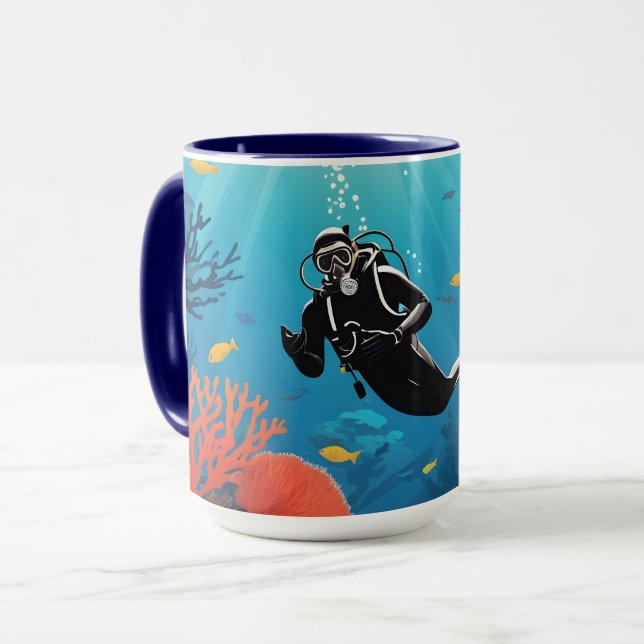 Mug Nom personnalisé Scuba Diver (Devant gauche)
