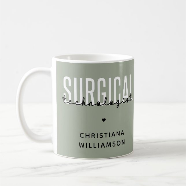 Mug Nom personnalisé Technologue chirurgical Med Surg  (Gauche)