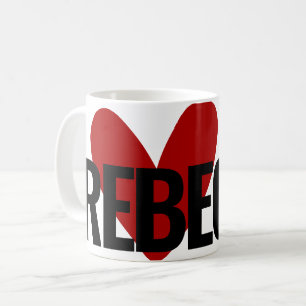 Mug Nom personnalisé Texte Énorme Coeur rouge Simple R