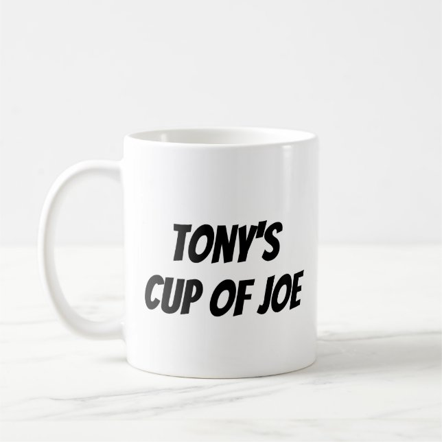 Mug Nom personnalisé "Tony's Cup of Joe" (Gauche)