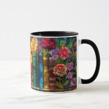 Nom personnalisé vitrail floral amateur de livres