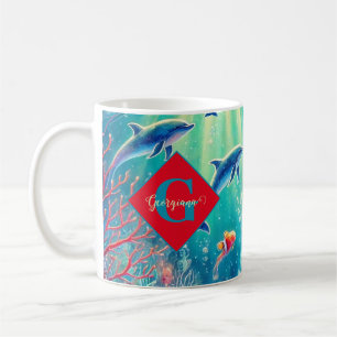 Mug Nom Personnalisé Whimssical Floral Coral Reef Poin