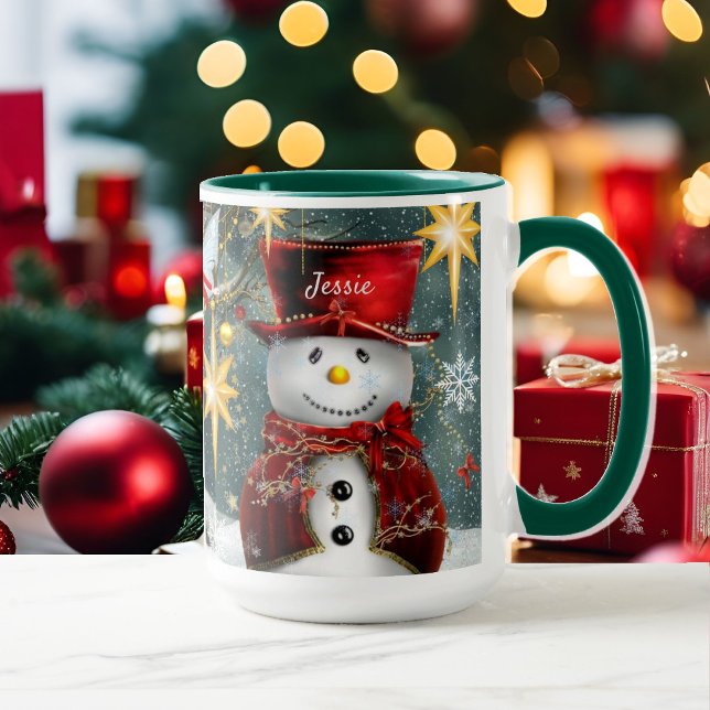 Mug Nom Personnaliser Noël Cadeau mignon Snowman (Créateur téléchargé)