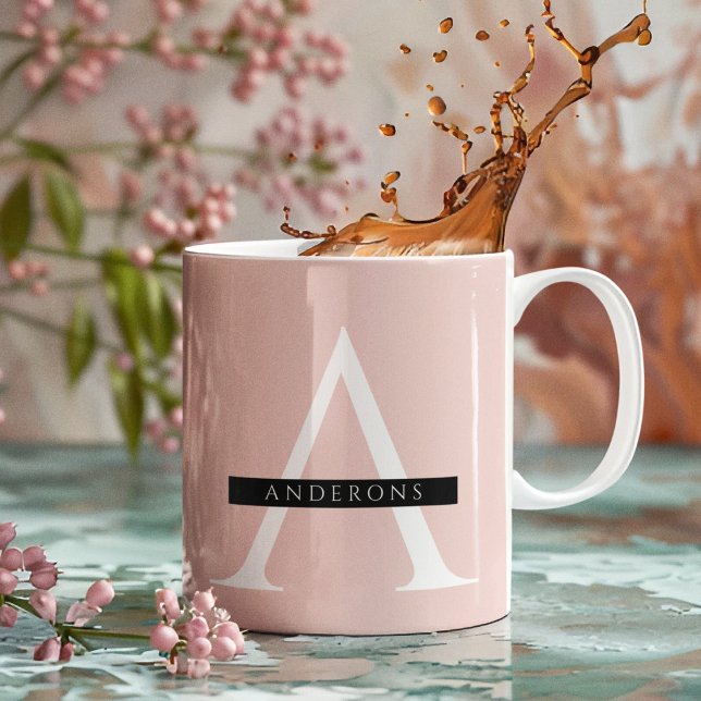 Mug Nom personnel minimaliste Pastel Pink (Créateur téléchargé)