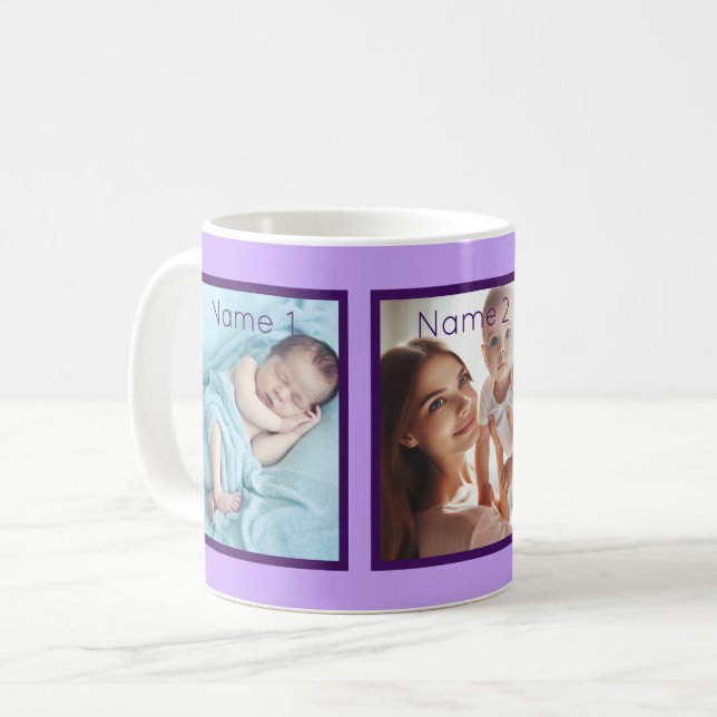 Mug Nom Photo Personnalisé Lilac Violet Élégant Cute (Devant gauche)