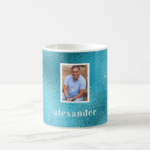 Mug Nom photo personnalisé Turquoise