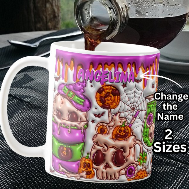 Mug Nom Pink 3D, effet Halloween Skull Cocktails (Créateur téléchargé)