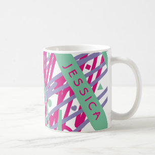 Mug Nom Pink Purple Turquoise Formes Candy Lignes Abst