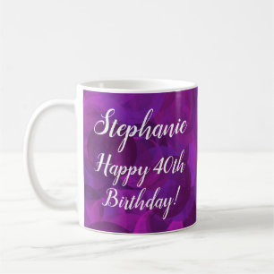Mug Nom pourpre élégant Bureau d'anniversaire heureux