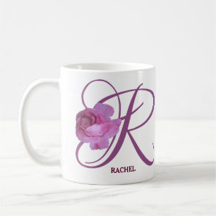 Mug Nom Rachel personnalisable monogramme rose rose ro
